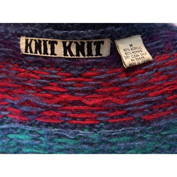 Vintage Oversized Fuzzy Mohair Cardigan Sweater Size M Aztec Southwestern - Picture 6 of 7